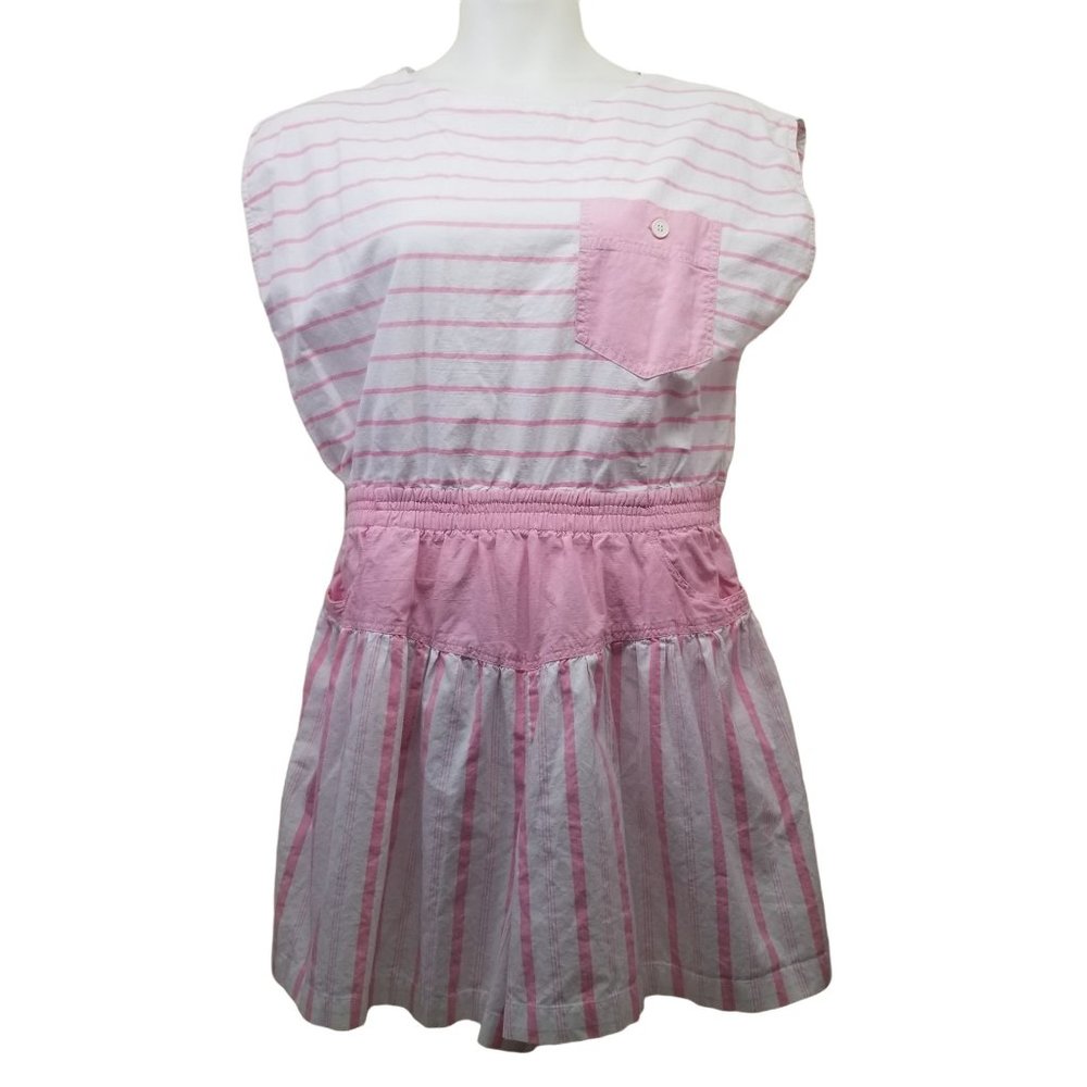Wildlife 44 Pink White Stripe Romper Pockets Vintage Cosplay Sports Athleisure
